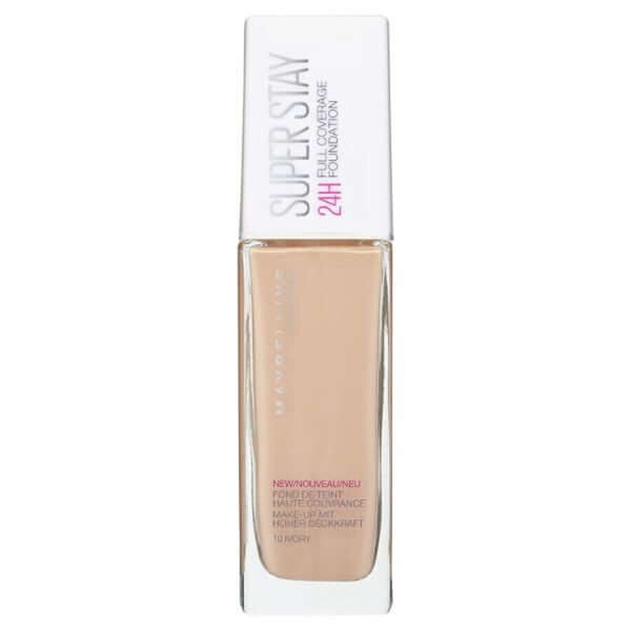 Fond de ten, Maybelline, Super Stay 24H Full Coverage, 10 Ivory, 30 ml