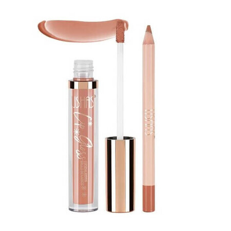 Set ruj si creion de buze, Ushas, Lip Gloss Lip Pencil, 10