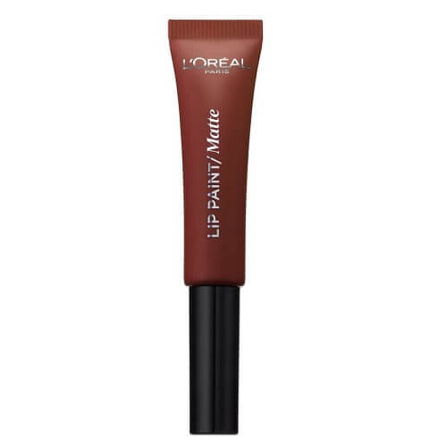 Ruj de buze lichid, Loreal, Lip Paint Matte, 213 Stripped Brown