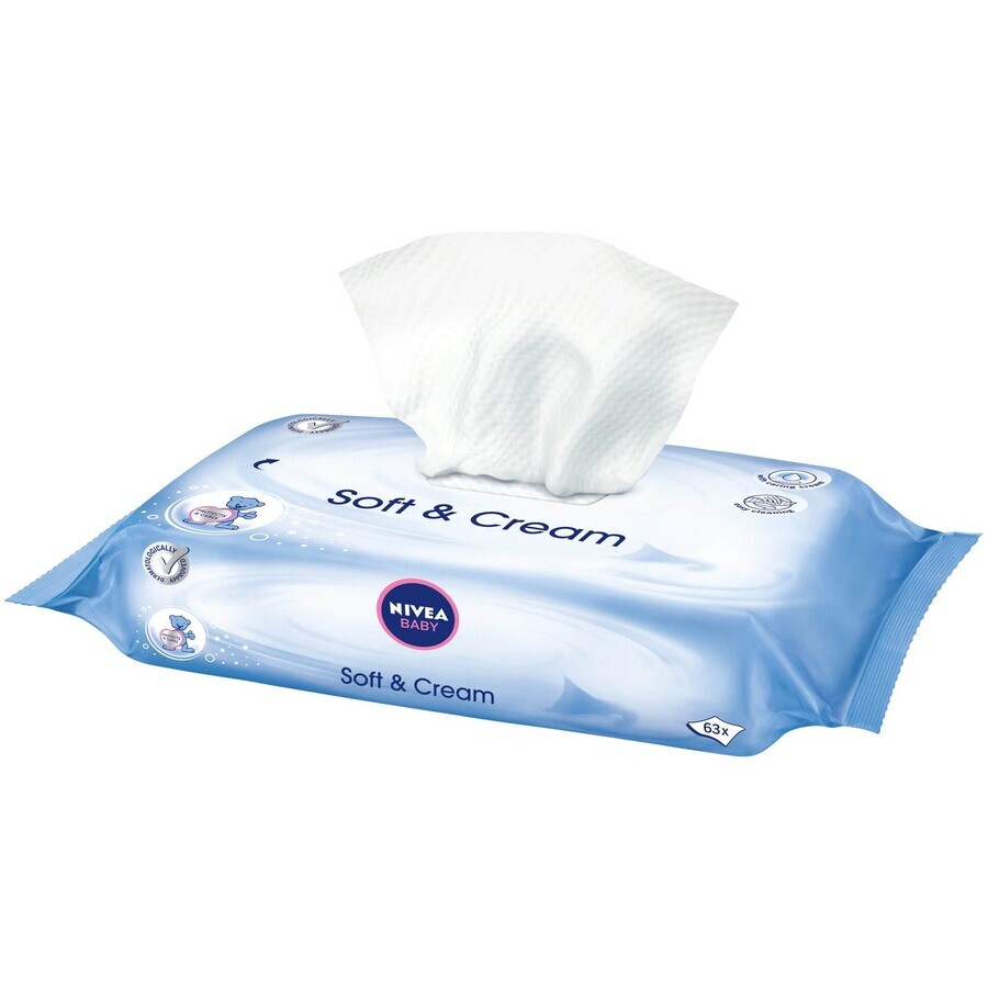 Servetele umede pentru bebelusi Soft & Cream, 63 bucati, Nivea