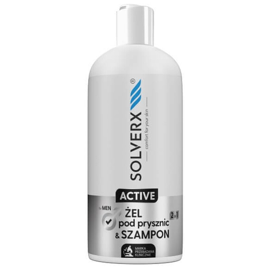 Solverx Active el doccia e shampoo 2in1 per uomo, 400ml