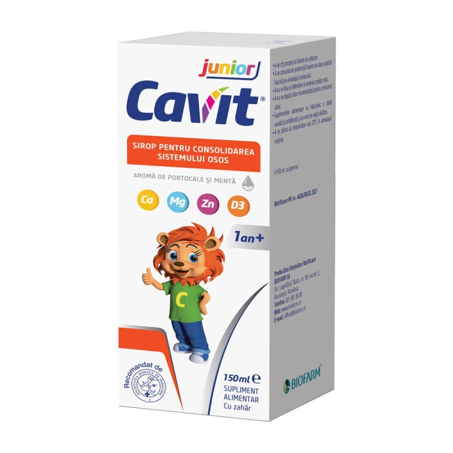 Sirop pentru consolidarea sistemului osos Cavit junior, 150 ml, Biofarm recenzii