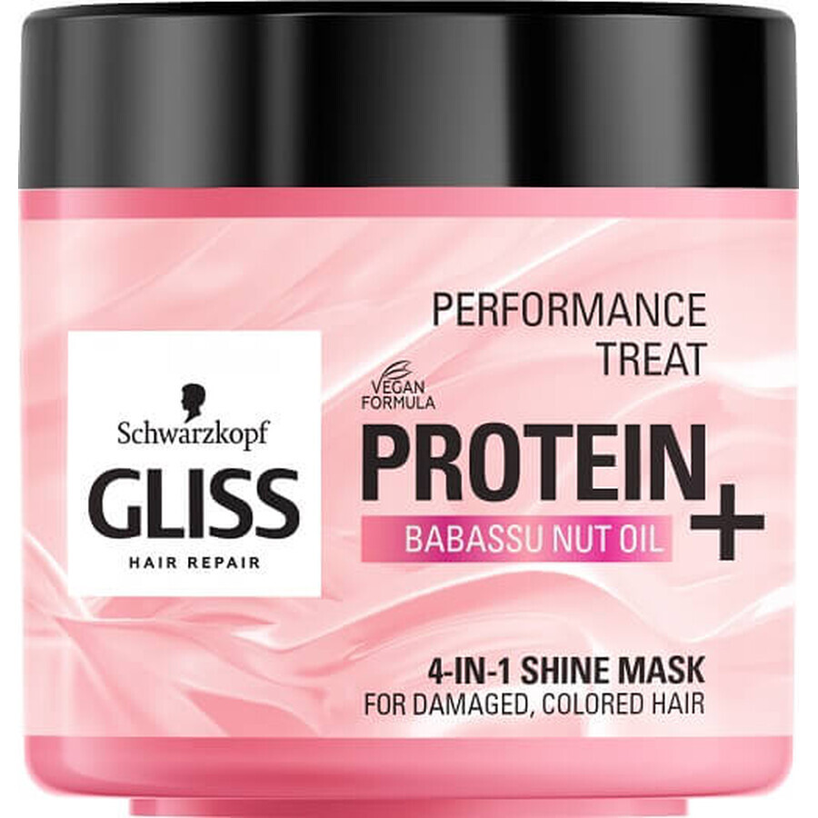 Schwarzkopf Gliss Protein+ Mascarilla para cabello dañado y teñido con aceite de nuez de Babasú, 400ml