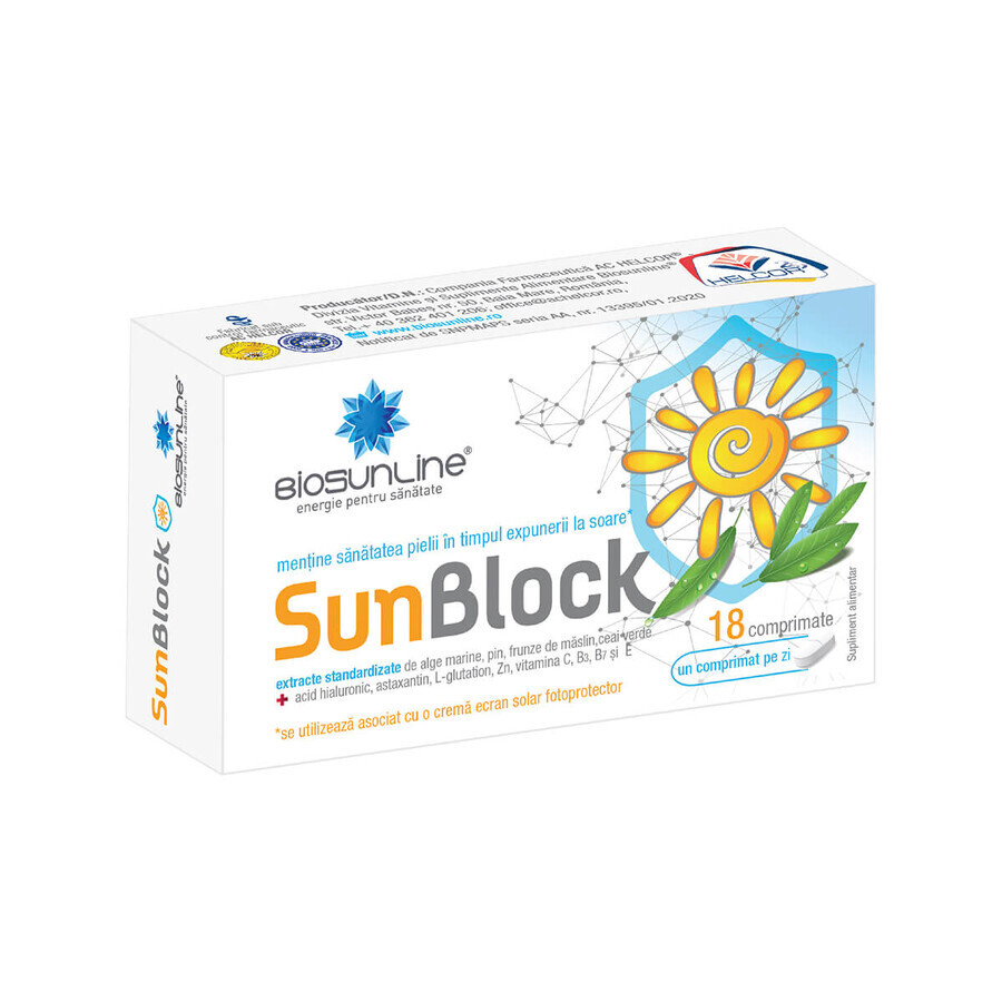 Sun Block, 18 comprimate, Helcor