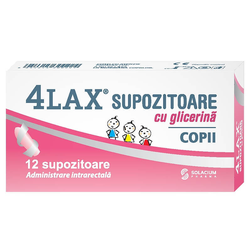 supozitoare cu glicerina bebe de 3 saptamani Supozitoare cu glicerina pentru copii 4Lax, 12 bucati, Solacium Pharma