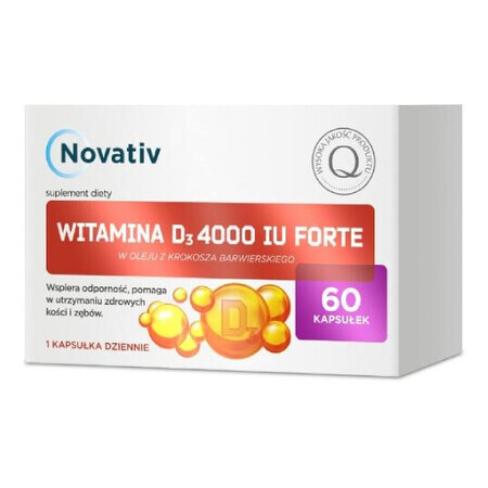 Novativ Vitamina D3 4000 UI Forte, 60 capsule - Utilizare pe termen lung!