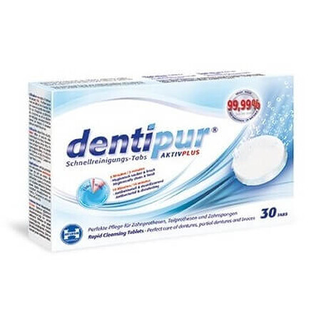 Tablete pentru curățarea protezelor Dentipur AktivPlus, 30 tablete, Helago Pharma