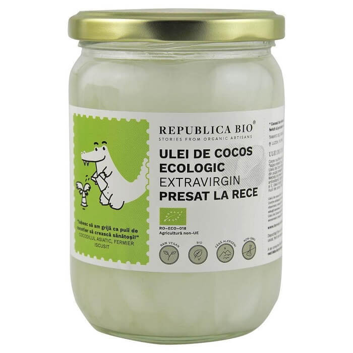 ulei de cocos extravirgin presat la rece Ulei de cocos extravirgin, presat la rece, 500 ml, Republica Bio