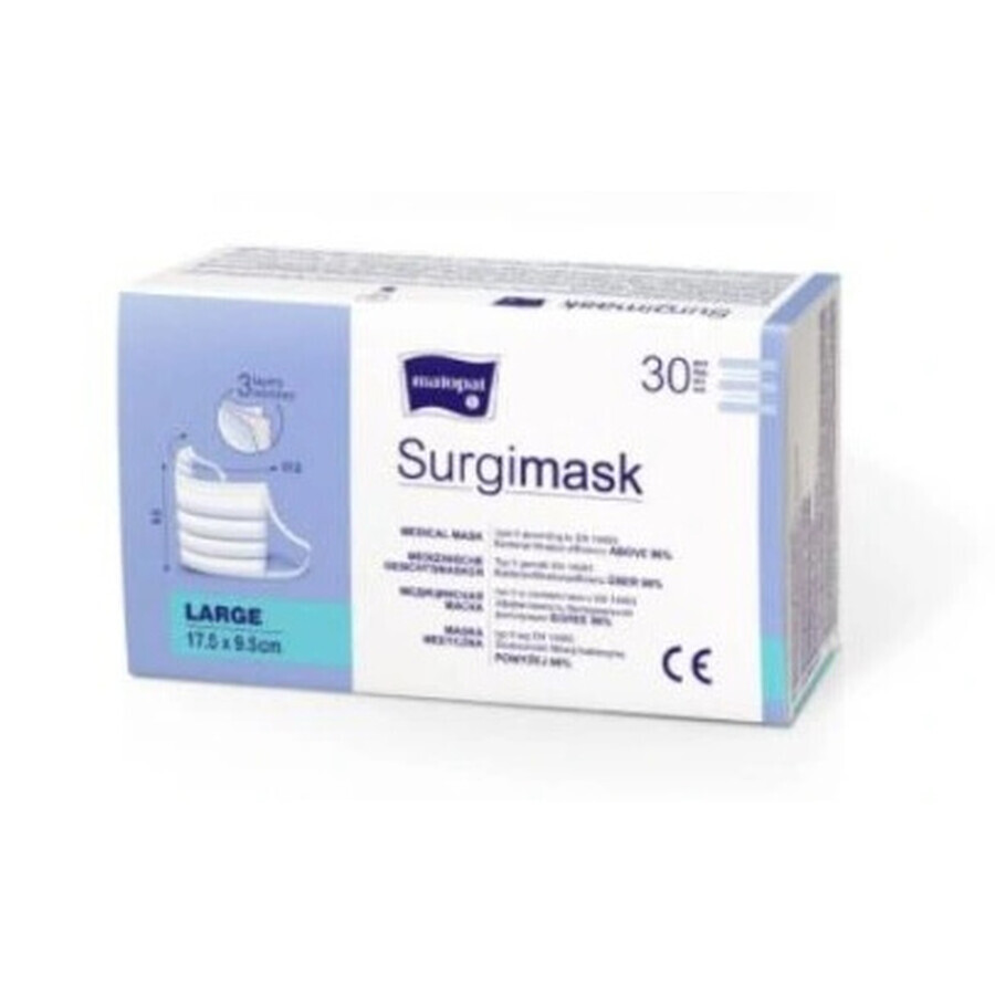 Surgimask, MED mascarillas tipo II neopac, 3 capas L, 30 uds - ¡Larga duración!