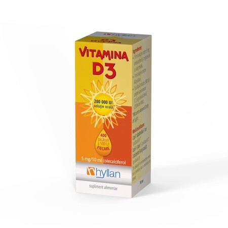 Vitamina D3 picaturi, 10 ml, Hyllan