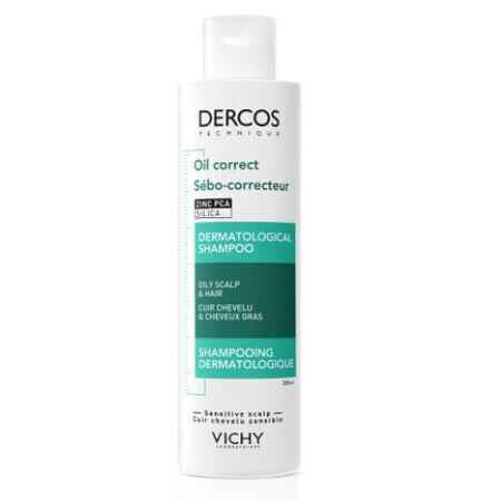 Vichy Dercos Oil Correct Șampon normalizator pentru păr și scalp gras, 200 ml