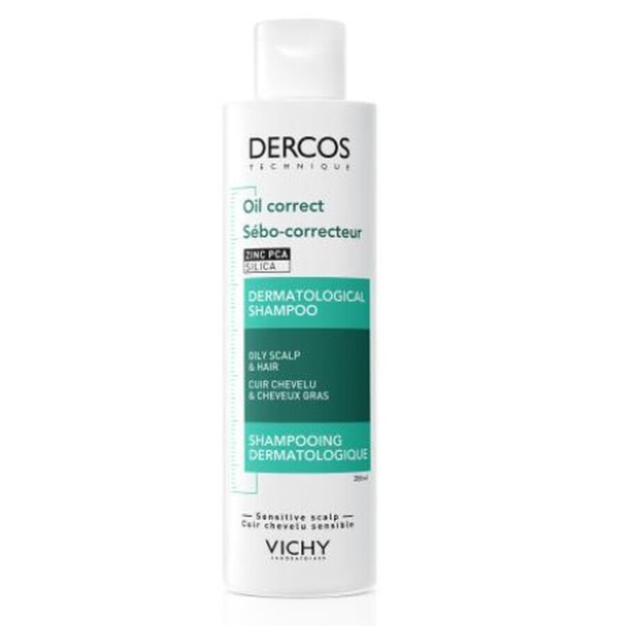 Vichy Dercos Oil Correct Șampon normalizator pentru păr și scalp gras, 200 ml