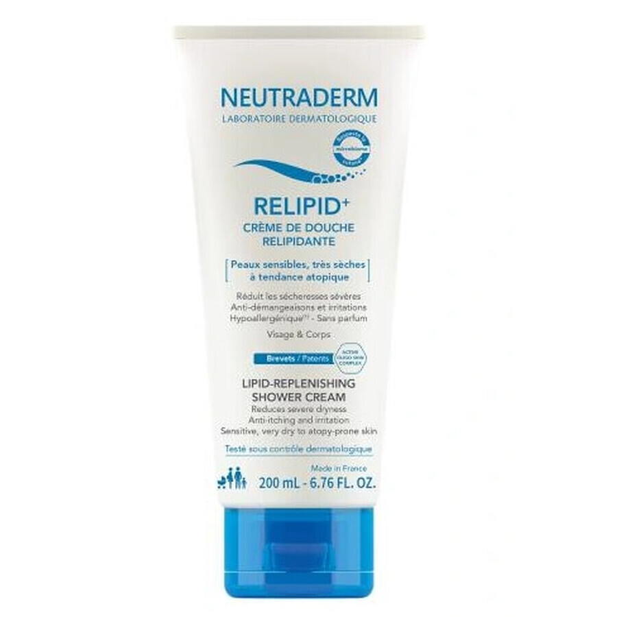 Neutraderm Relipid+ Crema de ducha regeneradora de lípidos, 200 ml