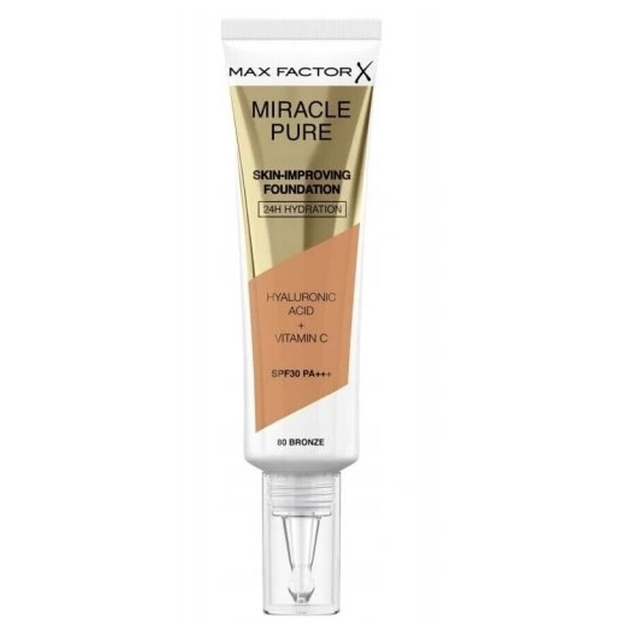 Max Factor Fond de teint Miracle Pur SPF30 PA++ 80 Bronze, 30ml