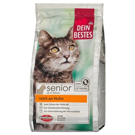 Dein Bestes, Pienso seco para gatos, pollo, senior, 750 g