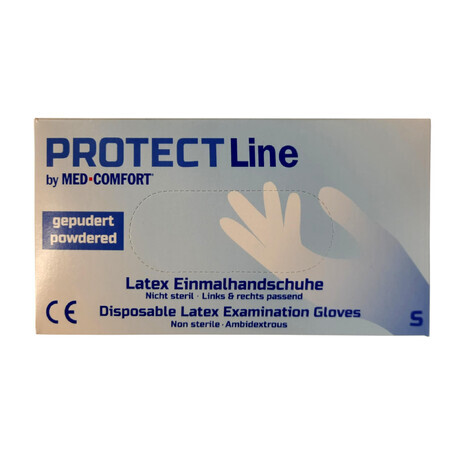 Protect line med-comfort, latex handschoenen, maat S, 100 stuks