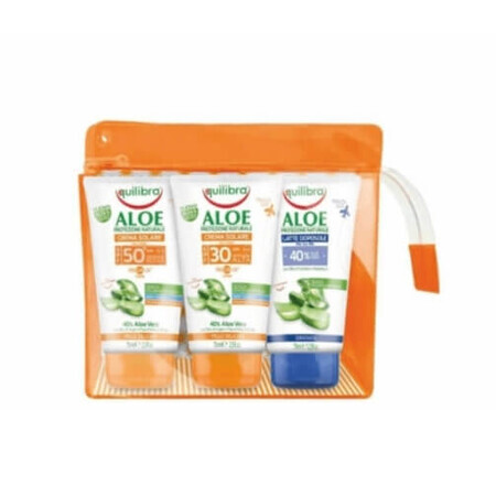 Equilibra, Aloe Vera Travel Kit SPF 30 Cremă 75 ml + SPF 50 Cremă 75 ml + Lapte 75 ml