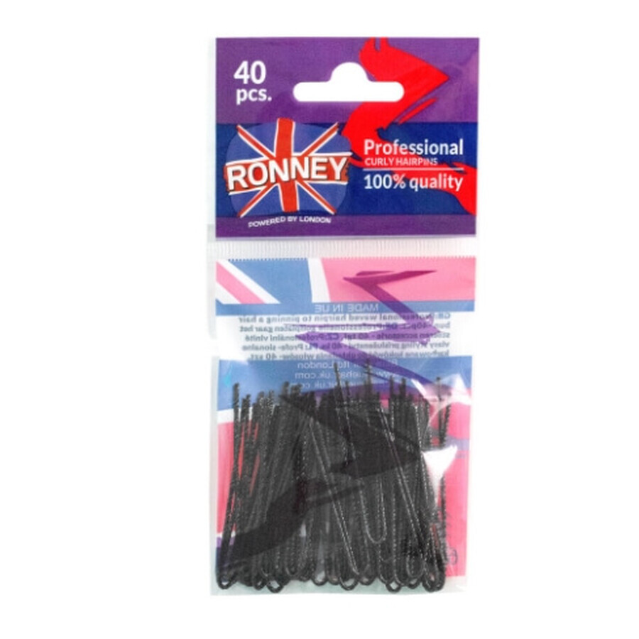 Ronney, Arcs professionnels pour cheveux ondulés, noir, 40 pièces