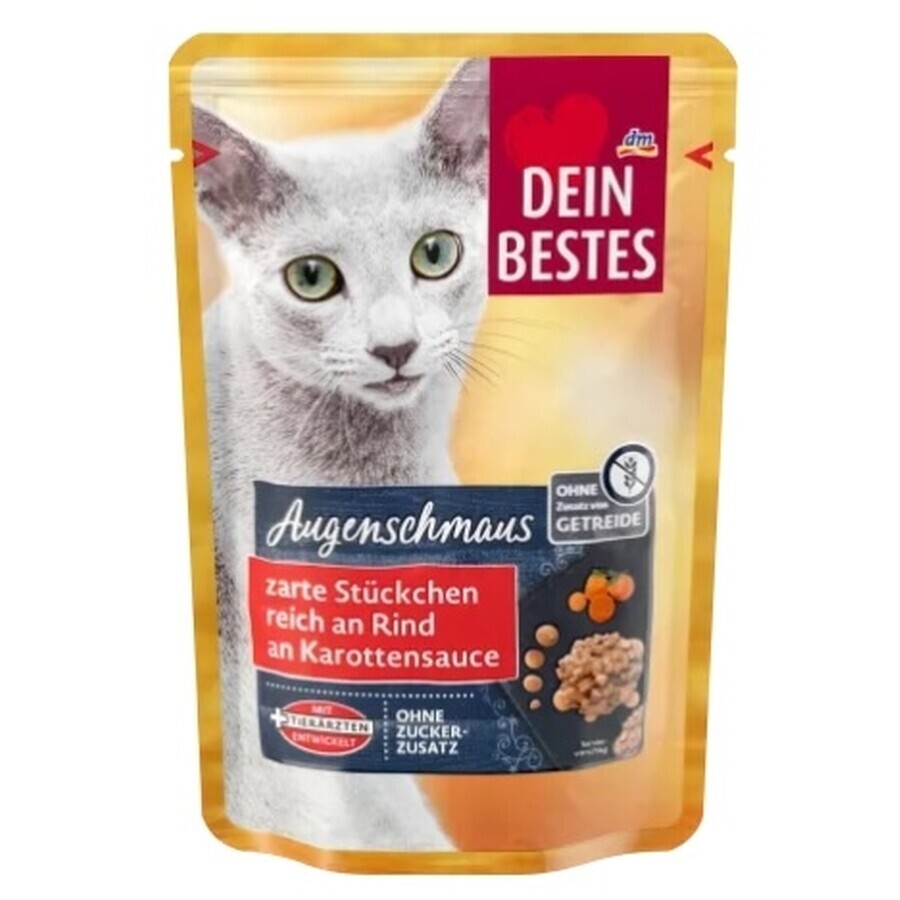 Dein Bestes, Moist cat food with creamy wood-carrot sauce, 100 g