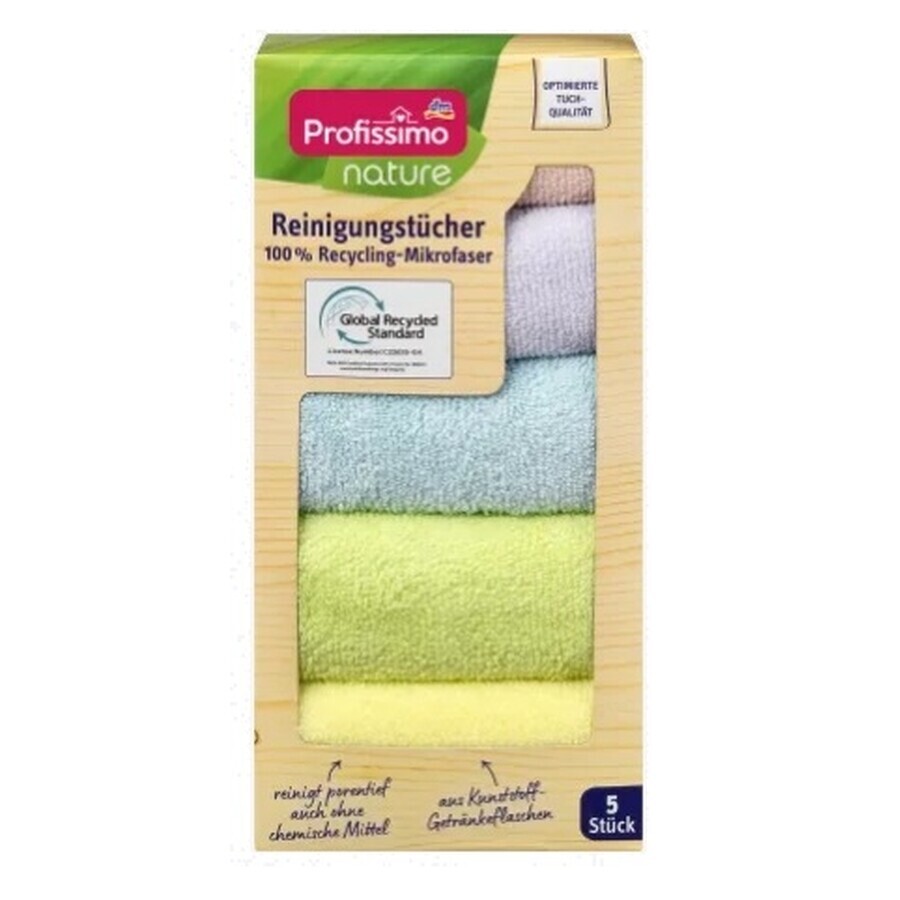 Profissimo, cleaning cloth, 100% recycled microfiber, 5 pieces