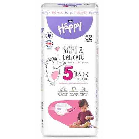 Bella Baby Happy Happy Junior 5 11-18kg Baby Diapers, 52 pcs - Long Shelf Life!