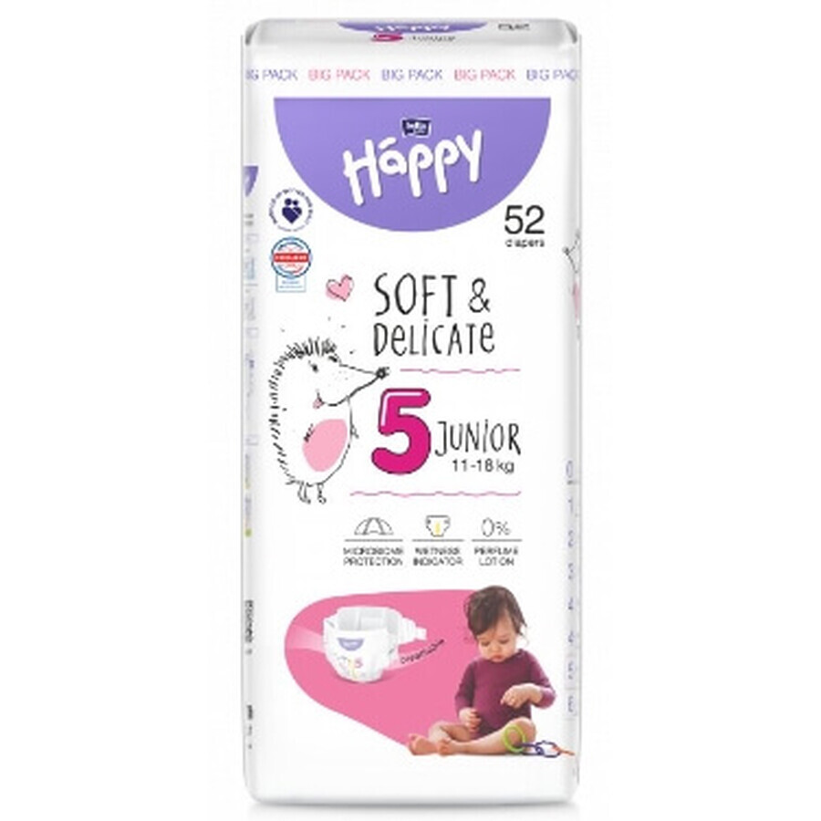 Bella Baby Happy Happy Junior 5 11-18kg Baby Diapers, 52 pcs - Long Shelf Life!