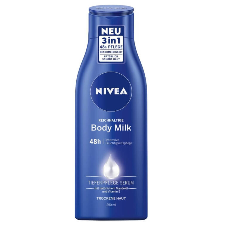 Lait corporel hydratant Nivea pour peaux sèches, 250 ml