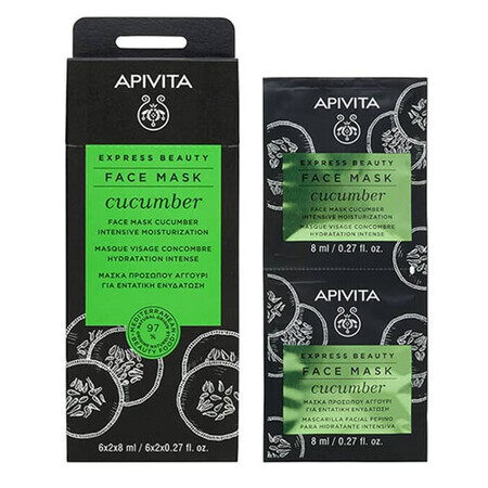 Apivita Express Beauty Mascarilla facial hidratante intensiva Pepino, 2 x 8 ml