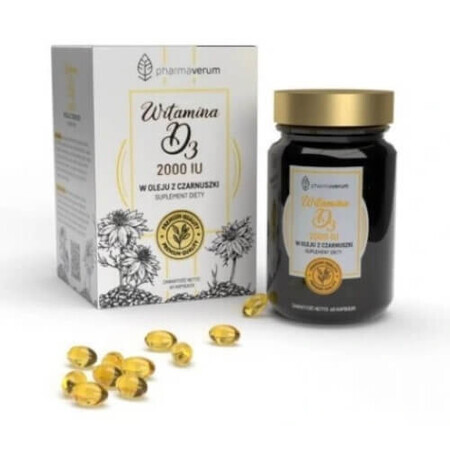 Vitamina D3 2000IU în ulei de chimen negru, 60 capsule