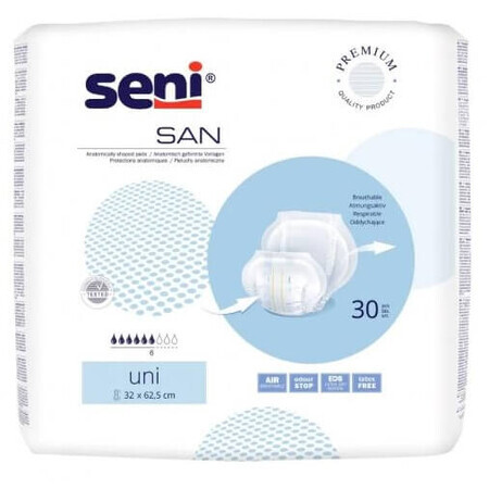 Seni San Anatomical plain diapers, 30 pcs - Long lasting!