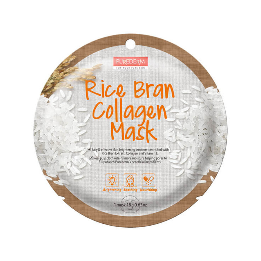 Purederm Rice Bran Colagen Facial Patch Mask, 18g