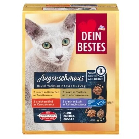 Dein Bestes Moist cat food, mix in sauce (8 x 100 g), 800 g