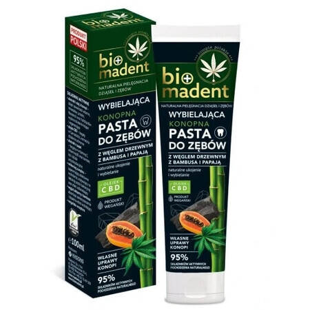 Bio Madent, Pastă de dinți albitoare cu bambus și făină de lemn de papaya, 100 ml