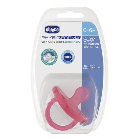 Chicco PhysioForma Chupete de silicona suave 0-6m Rojo claro, 1 pz.