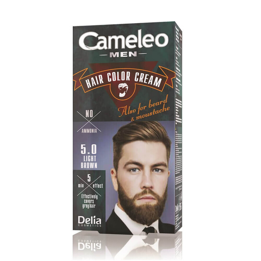 Cameleo Men Hair Colour Cream Baard- en Haarkleur 5.0 Lichtbruin, 30ml