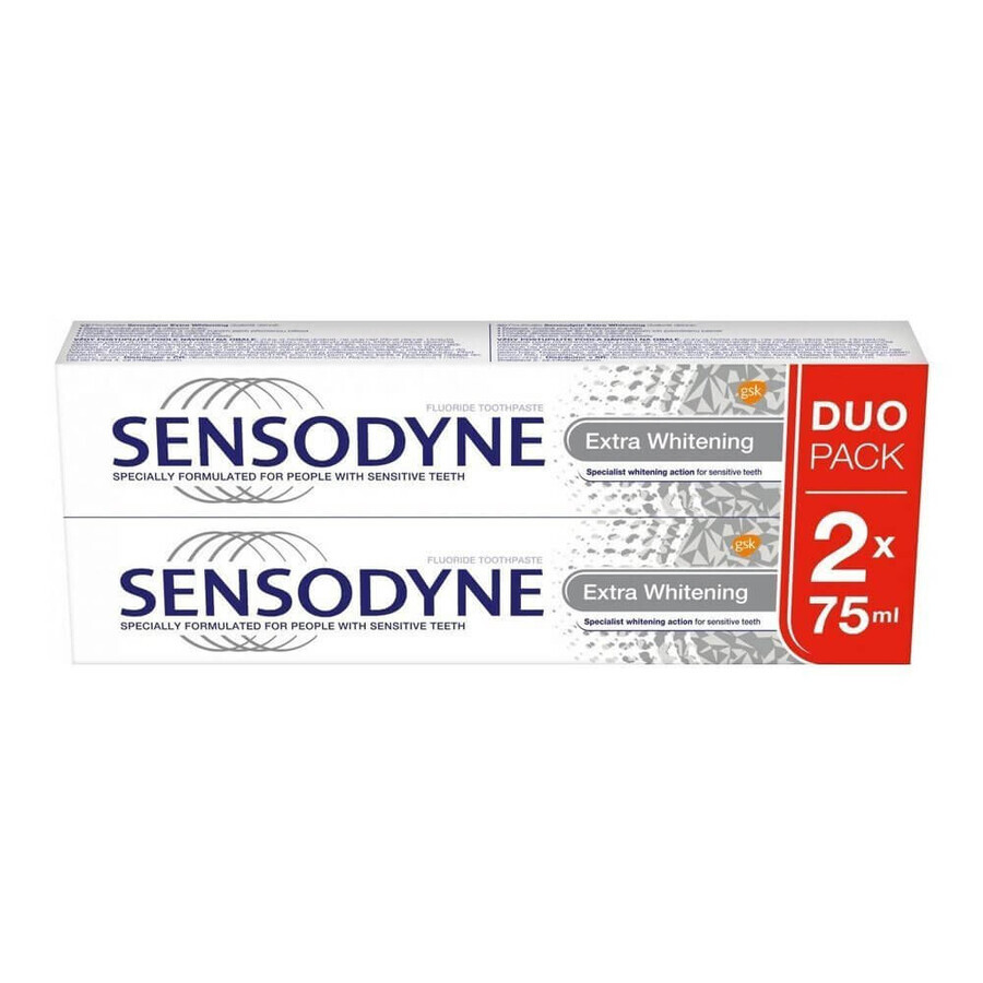 Sensodyne Extra Whitening pastă de dinți cu fluorură, 2x75ml