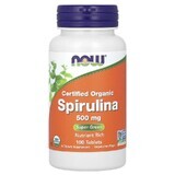 Biologische spirulina, 500 mg, 100 tabletten, Now Foods