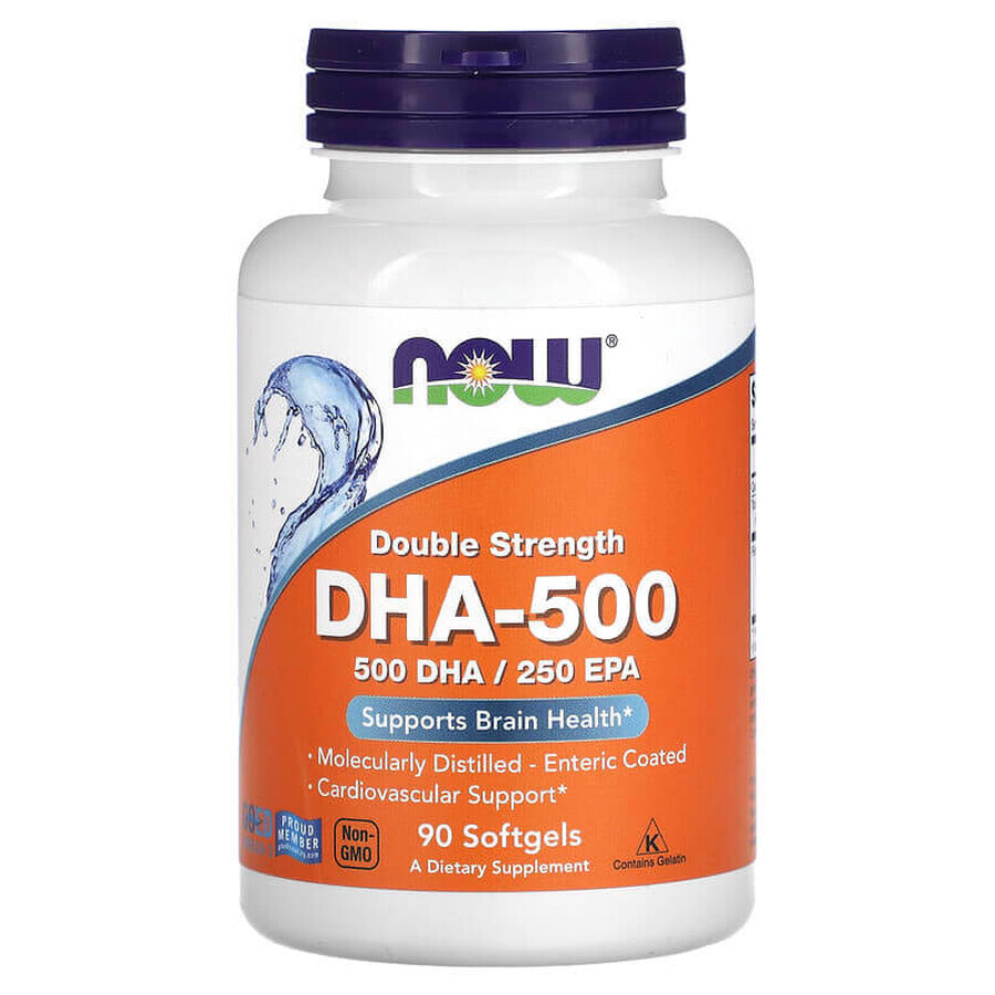 DHA-500 Omega-3 Forte, 90 capsule morbide, Now Foods