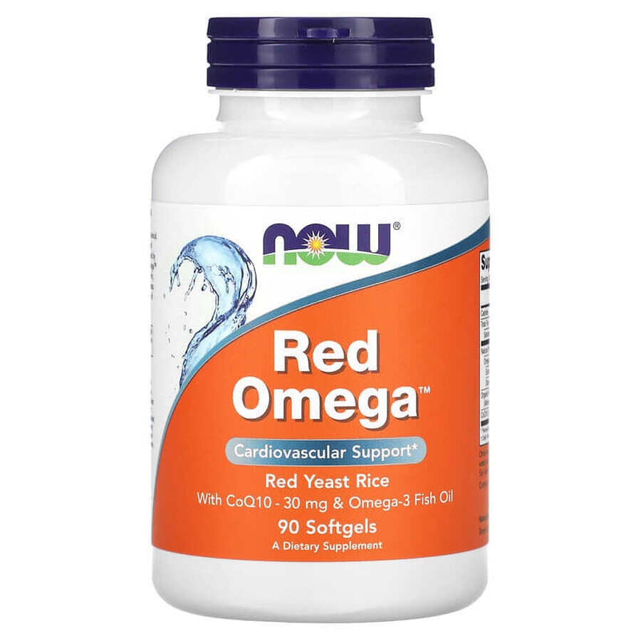 Omega rosso con 30 mg di coenzima Q10, 90 gel morbide, Now Foods