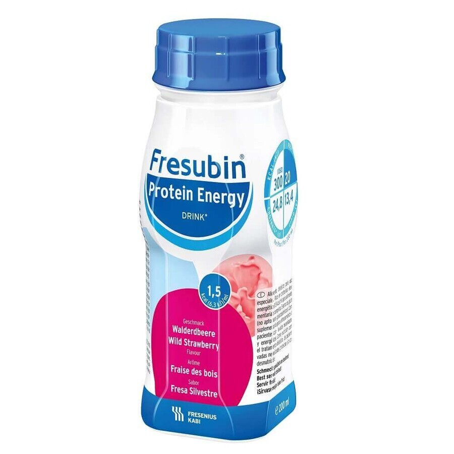 Fresubin Protein Energy cu aromă de fragi , 4 x 200 ml, Fresenius Kabi