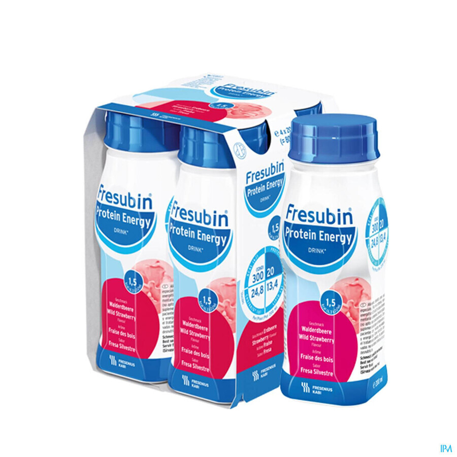 Fresubin Protein Energy cu aromă de fragi , 4 x 200 ml, Fresenius Kabi