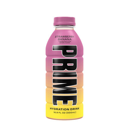 Prime By Logan Paul X Ksi Ksi Hydration Drink Usa Strawberry Banana, Strawberry Banana Flavored Rehydration Drink, 500 Ml