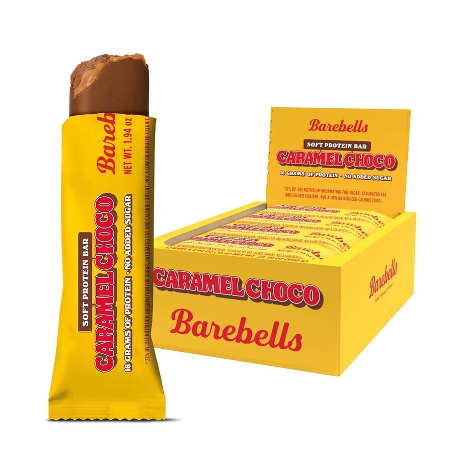 Barebells Soft Protein Bar, Barrita proteica con sabor a caramelo y chocolate, 55 G