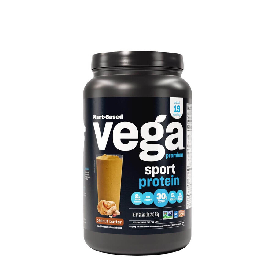 Vega Sport Premium Protein, Proteine Vegetali Premium al gusto di burro di arachidi, 815 G