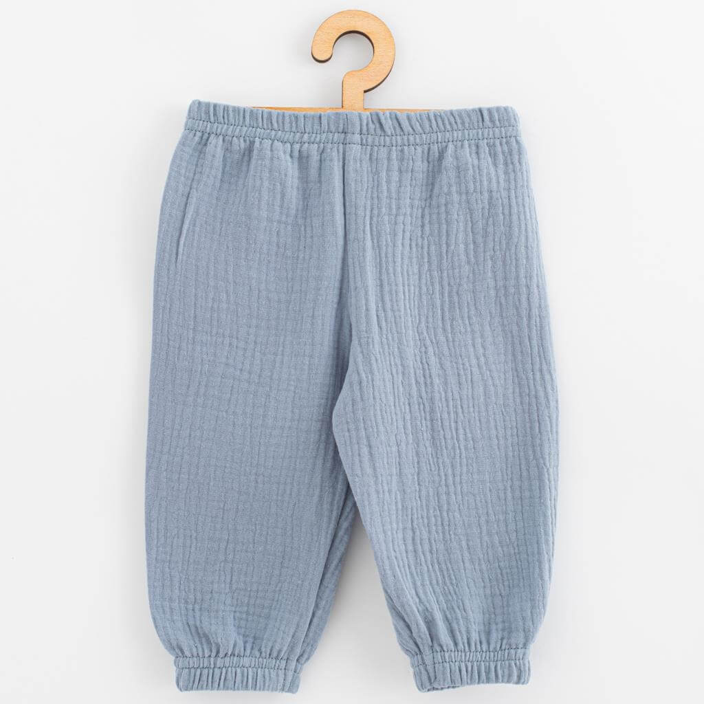 New Baby Feeling Blue 74 (6-9m) pantaloni muslin pentru sugari,