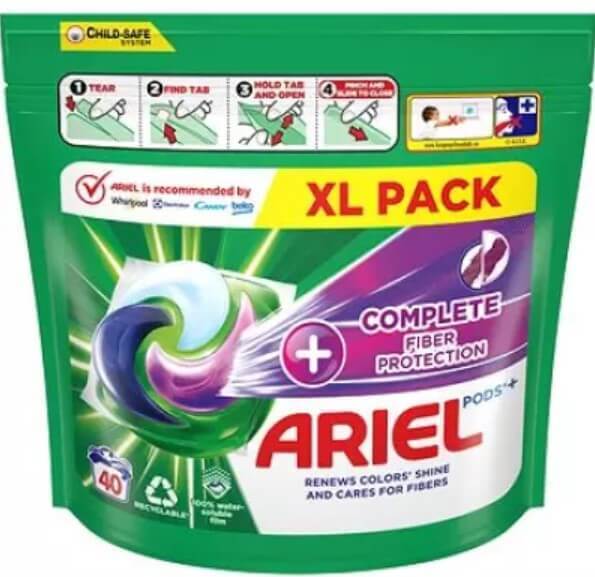 Ariel All-in-1 PODS Protecție completă a fibrelor, capsule de gel de spălare, 40 de spălări