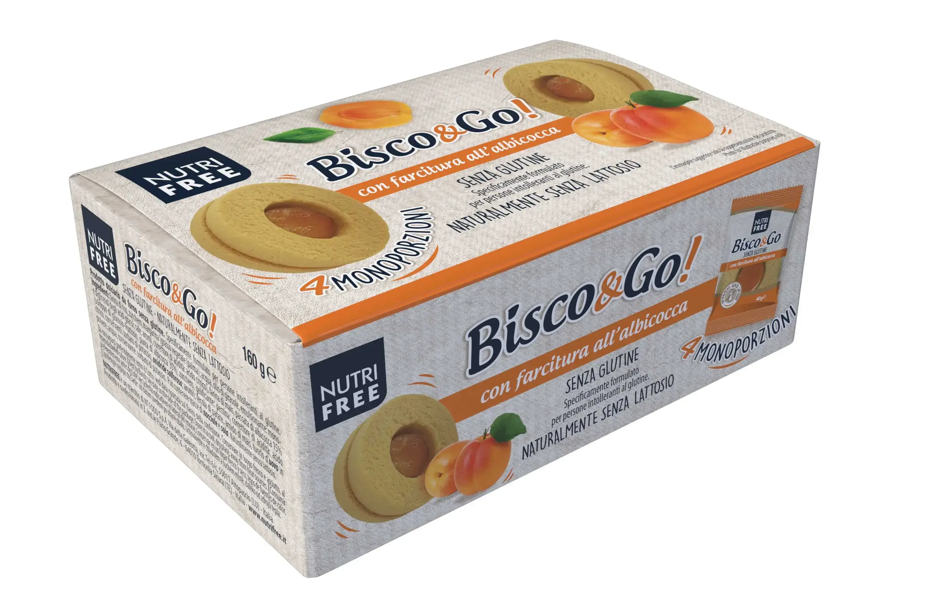 Nutrifree Bisco&Go Albicocca prăjituri linzer cu gem de caise