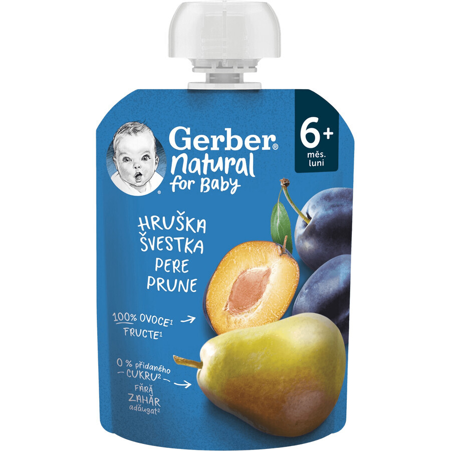 Gerber Pungă naturală pere și prune 6m+ 90 g