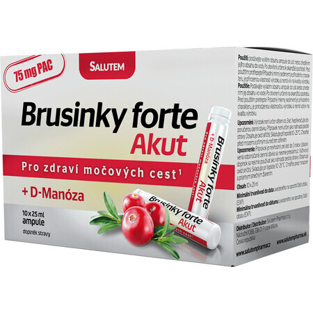 Salutem Cranberry forte Akut 1500 mg + D-Manoză 2000 mg 10 fiole