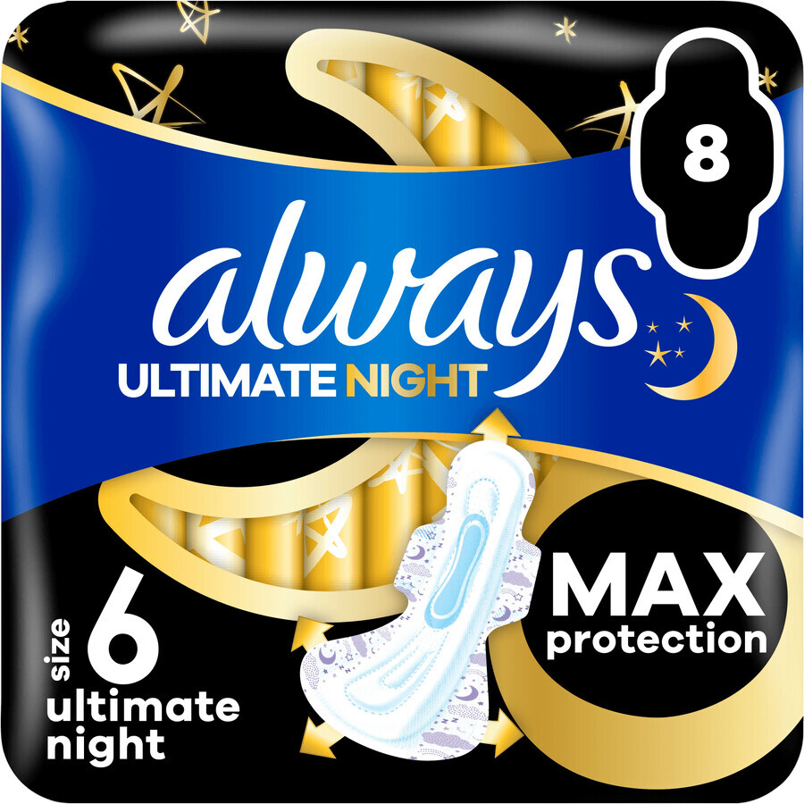 Assorbenti igienici Always Ultimate Night (misura 6) con ali, 8 pezzi, Procter&Gamble